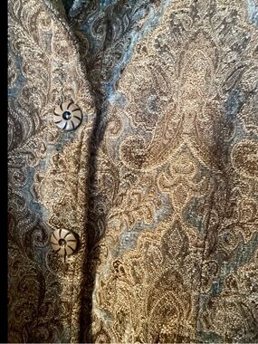 1X XL Velvet Embroidered Elegant Flashback Tapestry Jacket Moss Green Gold